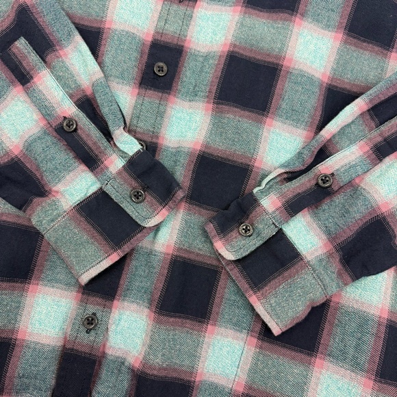 Wildfang The Essential Flannel Long Sleeve Shirt Dress Shacket Plaid Blue Pink - Picture 6 of 12